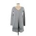 Ultra Flirt Casual Dress - Mini V Neck Long sleeves: Gray Dresses - Women's Size Medium