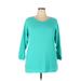 Fitting Image Pullover Sweater: Teal Color Block Tops - Women's Size 19