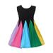 DxhmoneyHX Toddler Girl Rainbow Skater Dresses Casual Sleeveless Princess A-line Dress Summer Dresses for Party Wedding