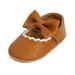 12-15 Months Baby Girls Shoes Infant Mary Jane Flats Princess Wedding Dress Baby Sneaker Shoes Newborn Baby Bowknot Princess Soft Baby Children s Non-slip Toddler Shoes Brown