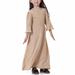 Leesechin Girls Dresses Clearance Muslim Long Dress Medium Big Long Sleeve V Neck Colorblock Dress