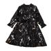 VerPetridure Baby Girl Dresses Long Sleeve Princess Dresses for Girls Toddler Kids Baby Girls Mandarin Sleeve Floral Print Pleated Dress Princess