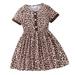 DxhmoneyHX Toddler Girls Summer Dress Short Sleeve Button Up Casual Skater Dresses Sunflower Print Swing Dresses