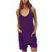 pstuiky Jumpsuits for Women Dressy Sleeveless Jumpsuits Printed Loose Casual Jumpsuits Casual Summer Overalls Cotton Linen Shorts Rompers Jumpsuits Wide Pocket Leisure Jumpsuits Purple S