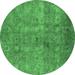 Ahgly Company Indoor Round Persian Emerald Green Bohemian Area Rugs 8 Round