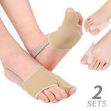 Bunion Corrector Pads Straightener Separator Splint Protector Hallux Valgus Relief Silicone Cushions Hammer Overlapping Toe with Straps(With straps)