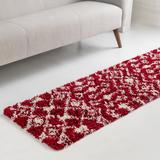 Red/White 39 x 1.5 in Area Rug - Langley Street® Griego Moroccan Trellis Shag Rug_Burgundy Red Polypropylene | 39 W x 1.5 D in | Wayfair