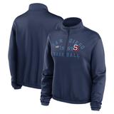 Women's Nike Navy San Diego Padres Rewind Splice Half-Zip Semi-Cropped Bubble Hem Sweatshirt