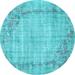 Ahgly Company Indoor Round Oriental Light Blue Asian Inspired Area Rugs 5 Round