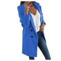 iOPQO sweaters for women Woman Artificial Wool Elegant Blend Coat Slim Female Long Coat Outerwear Jacket Women s Fleece Jackets Sky Blue L