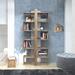 East Urban Home Cartegena 66.9" H x 30.7" W Geometric Bookcase Wood in Brown | 66.9 H x 30.7 W x 11.6 D in | Wayfair