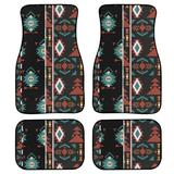 Diaonm Ethnic Geometric Aztec Tribal Floor Mats for Cars for Women Automotive Interior Accessories Rubber Mats Front and Rear Car Mats Full Set Anti-Slip