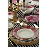 East Urban Home Siobhan 67 Piece Bone China Dinnerware Set, Service for 12 Bone China/Ceramic in Black/Pink/White | Wayfair