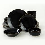 East Urban Home Tarrance 24 Piece Dinnerware Set, Service for 6 Ceramic/Earthenware/Stoneware in Black/Yellow | Wayfair
