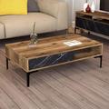 East Urban Home 4 Legs Coffee Table w/ Storage Wood in Black | 12.8 H x 41.3 W x 23.6 D in | Wayfair DCC10FA0BAC04C0B89EAEF8B1F8A98EF