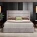 Wade Logan® Bradenburg Lift Up Storage Platform Bed Upholstered/Metal/Polyester in Brown | 44.5 H x 57.6 W x 79.3 D in | Wayfair