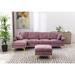 Everly Quinn Loubelle 114.32" Round Arm Modular Sofa Chaise, Polyester in Indigo | 33.46 H x 114.32 W x 53.84 D in | Wayfair