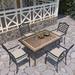 Canora Grey Updegraff Rectangular 4 - Person 59.06" Long Outdoor Dining Set w/ Cushions in Brown | 59.06 W x 39.37 D in | Wayfair