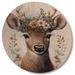 Loon Peak® Cute Baby Caribou w/ Floral Crown I - Modern Wood Wall Art - Natural Pine Wood in Brown/Green/White | 16 H x 16 W x 1 D in | Wayfair