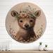 Redwood Rover Cute Baby Bear w/ Floral Crown I - Animals Wood Wall Art - Natural Pine Wood in White | 36 H x 36 W x 1 D in | Wayfair