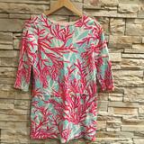 Lilly Pulitzer Dresses | Lilly Pulitzer Coral Print , 3/4 Sleeve Girls Dress, Size 12/14 | Color: Pink/White | Size: 14g