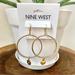 Nine West Jewelry | New! Nine West Gold Hoop Earrings With Rhinestones | Color: Gold/Silver | Size: Os