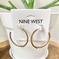 Nine West Jewelry | New! Nine West Open Hoop, Gold Earrings With Rhinestones | Color: Gold | Size: Os