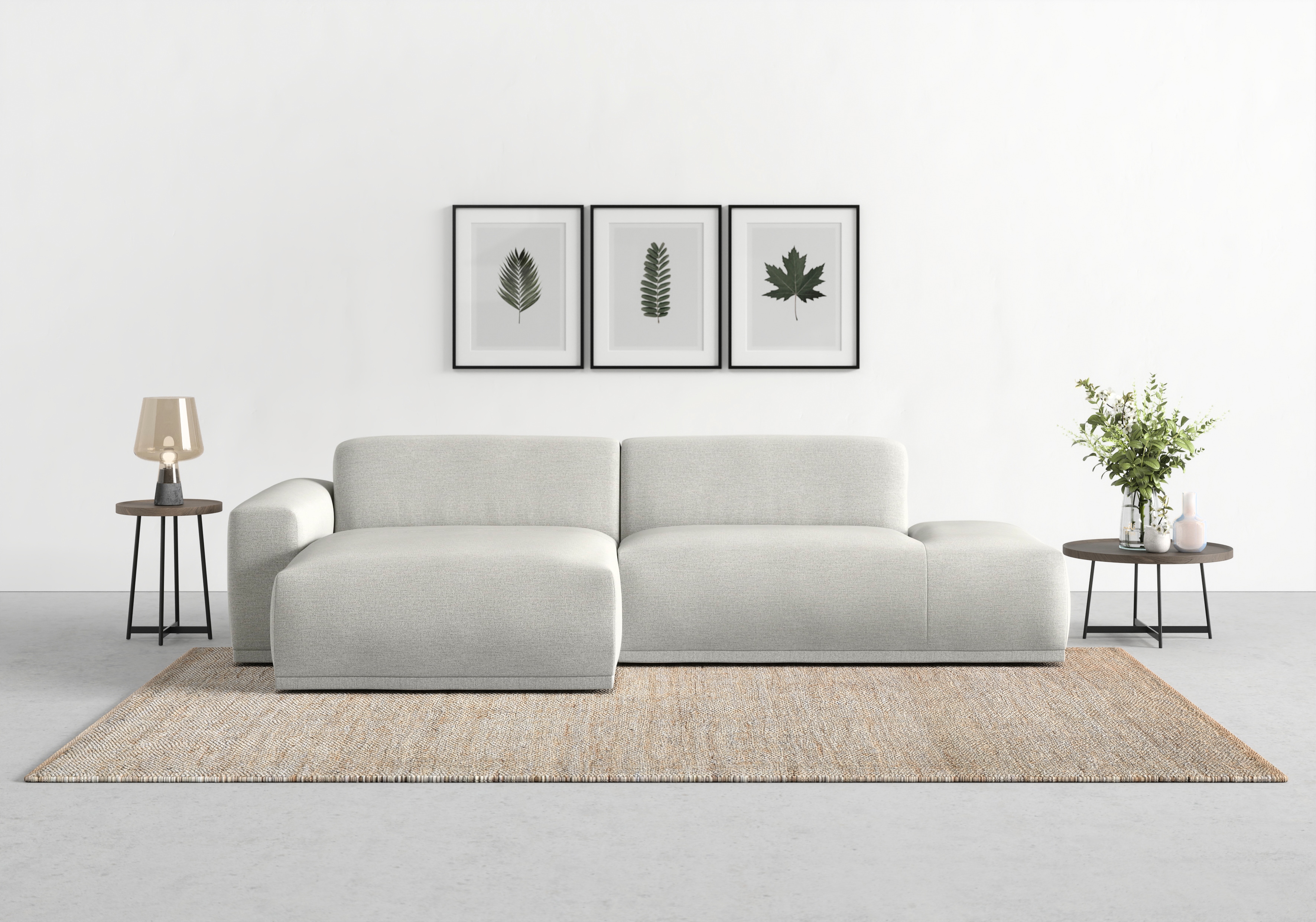 Ecksofa TRENDMANUFAKTUR "Braga, mit hochwertigem Kaltschaum, L-Form, in Cord erhältlich", silber (silber lining), B:275cm H:72cm T:160cm, 100% Polyester, Sofas, Ecksofa, modernes Sofa, Couch mit hohem Sitzkomfort, 275/72/160 cm (B/H/T) Image