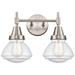 Caden Olean 15.75"W 2 Light Satin Nickel Bath Vanity Light w/ Seedy Sh