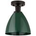 Edison Plymouth Dome 7.5" Wide Bronze Semi Flush Mount w/ Green Shade