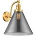 Cone 14" High Satin Gold Sconce w/ Plated Smoke Shade