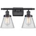 Ballston Urban Cone 16"W 2 Light Matte Black Bath Light w/ Clear Shade