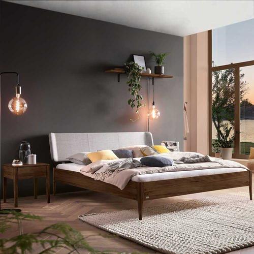 Nussbaum Holz Doppelbett in modernem Design 160×200 cm oder 180×200 cm