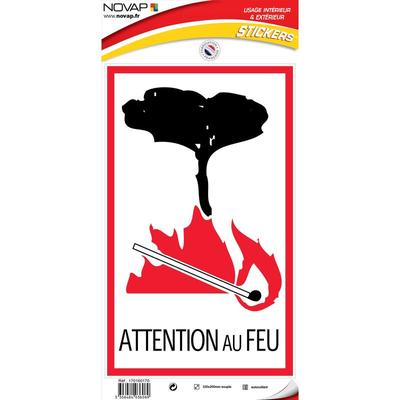 Novap - Panneau Attention au feu - Vinyle adhésif 330x200mm - 4036069