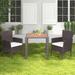 Costway 3PCS Patio Wicker Dining Set Acacia Wood Table Top with - See Details