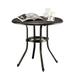 Patio Dining Table Cast Aluminum Patio Table with Umbrella Hole Round Outdoor Bistro Table for Backyard Garden Porch