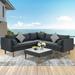Kepooman 4-pieces Outdoor Wicker Sofa Set Patio Furniture with Colorful Pillows Gray cushions and Black Rattan