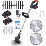 Weed Wacker Cordless Edger Trimmer Battery Powered 24V Electric Weed Eater Brush Cutter Lawn Edger Grass Trimmer Height Adjustable Mini-Mower