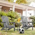 Wooden Folding Adirondack Chair Set of 2 Wood Lounge Patio Chair for Garden Outdoor Solid Cedar Wood Lounge Patio Chair for Garden Lawn Backyard - Gray