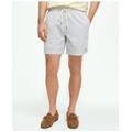 Brooks Brothers Men's 6" Stretch Cotton Seersucker Friday Shorts | Blue/Ivory | Size Small