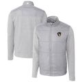 Men's Cutter & Buck Gray Milwaukee Brewers Stealth Hybrid Quilted Full-Zip Windbreaker Jacket