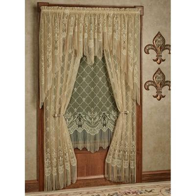 Fleur de Lis Lace Curtain Panel, 56 x 72, Ivory