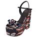 Tory Burch Shoes | Nwob Tory Burch Embellished Solana Jacquard Platform Wedges | Color: Blue/Red | Size: 9.5