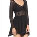 Free People Dresses | Euc Intimately Free People Sheer Black Lace Long Sleeve Skater Dress Women’s S | Color: Black | Size: S