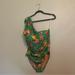 J. Crew Swim | Nwt J.Crew One Shoulder (Plus Size) Bathing Suit. Beautiful Green Floral Print! | Color: Green/Pink | Size: 20w