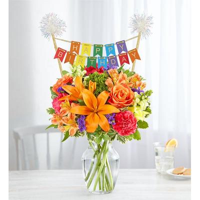 1-800-Flowers Everyday Gift Delivery Vibrant Floral Medley W/ Happy Birthday Banner Medium