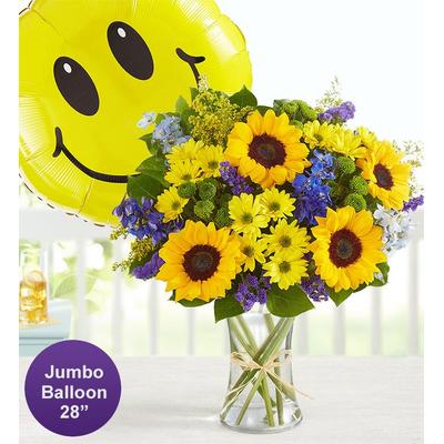 1-800-Flowers Seasonal Gift Delivery Fields Of Europe Summer W/ Jumbo Smile Balloon Xl