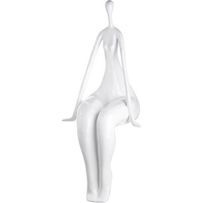 Dekofigur CASABLANCA BY GILDE "Skulptur Kantensitzer Lady", weiß, B:36cm H:74cm T:32cm, Kunstharz, Dekofiguren