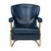 Armchair - Sarreid Ltd Santa Monica 28 inches Wide Top Grain Leather Armchair Metal/Genuine Leather in Blue/Yellow | 35 H x 28 W x 32 D in | Wayfair