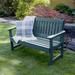 Lark Manor™ Arbnora Plastic Garden Outdoor Bench Plastic in Blue | 34 H x 52 W x 27 D in | Wayfair 0A661FD7B4904E3AAAC5D7A51BF3FA22